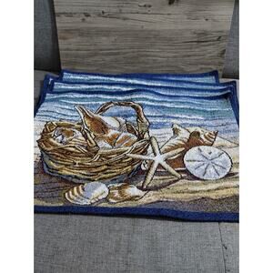 Beach Seashells Placemats Starfish Sand Dollar Set of 4 Fun Ocean Table Decor